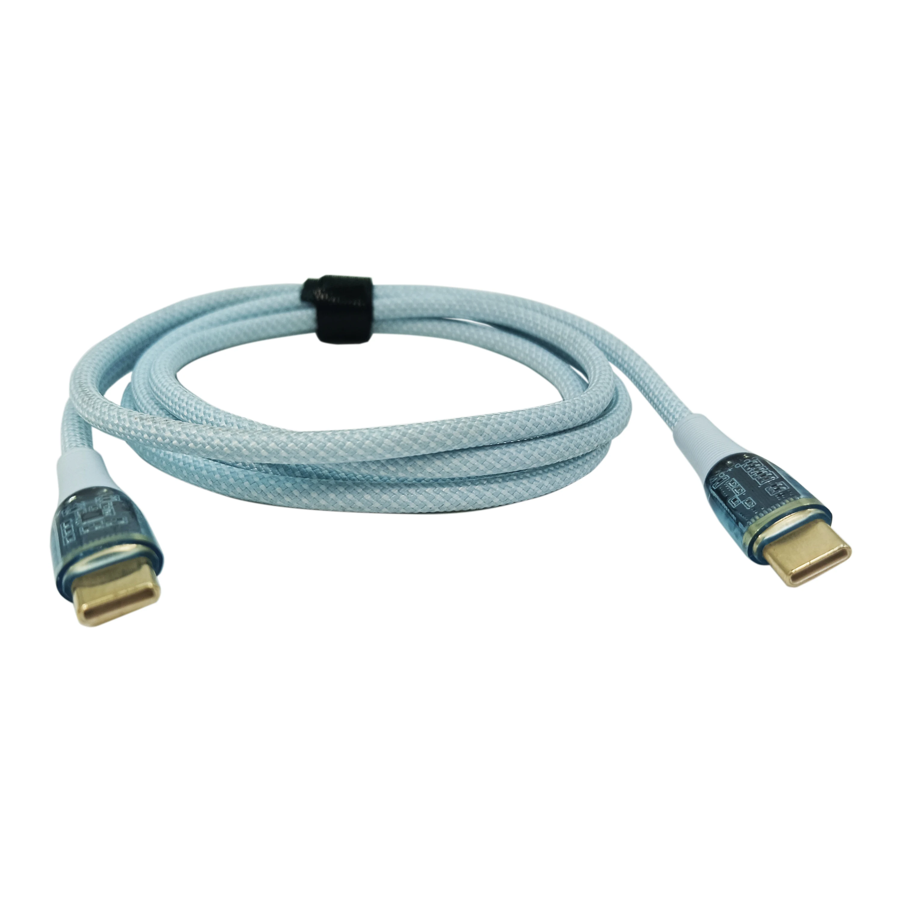 10PCS PD100W Fast Type C Charging Cable USB 3.1 5A Flash Charing 60W Transparent Connector Nylon Braided Data Charging Cables Fo