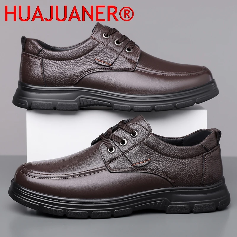 

2026 New Men Walking Shoes Leather Mens Oxfords Shoes Casual Wedding Dress Footwear Soft Flats Lace-up Formal Business Shoes