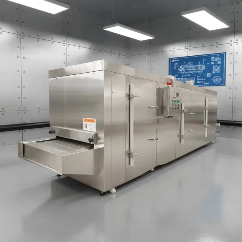 Commercial IQF Tunnel Freezer Machine For Vegetables Fruits Baked Snacks Pet Food Cooked Food Freezing
