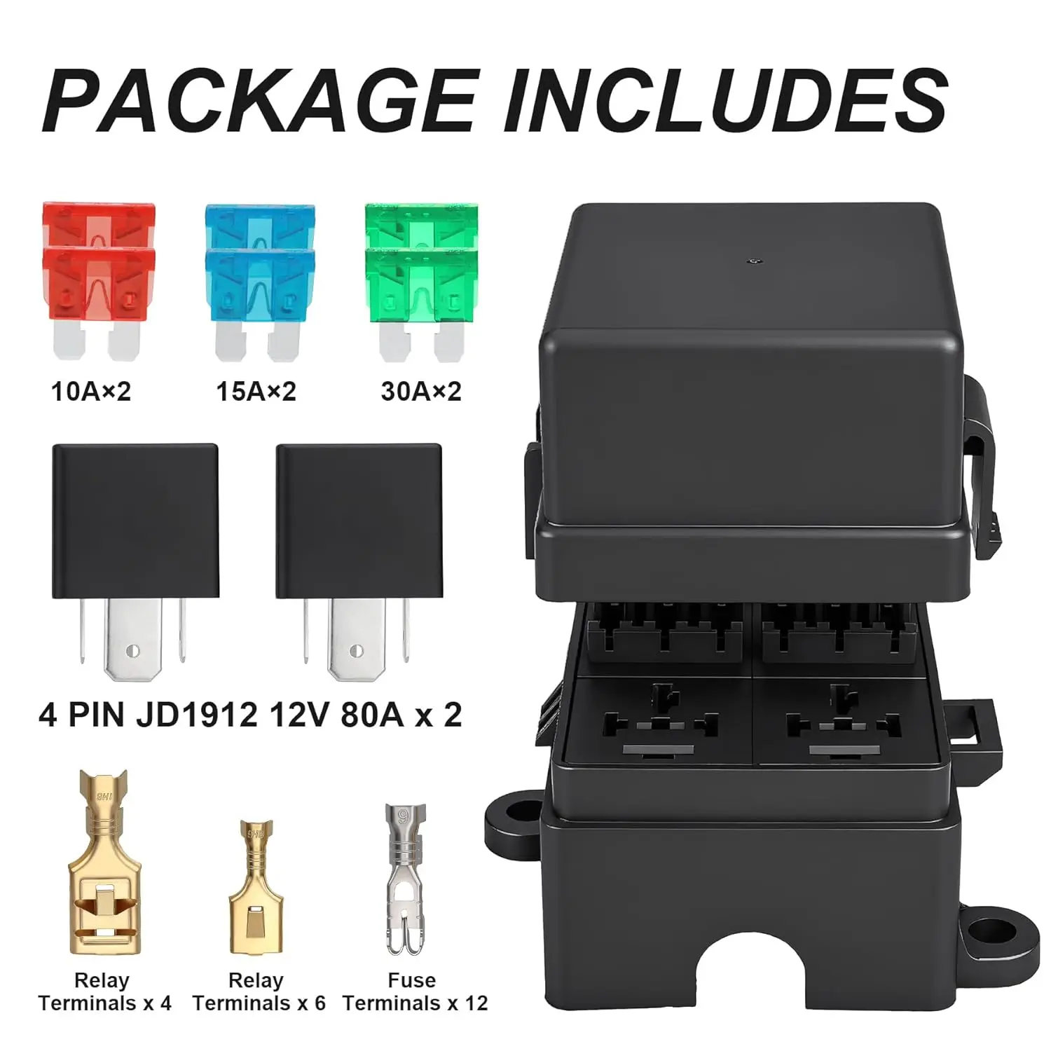 Relaisbox mit 2, 3, 4, 6 Steckplätzen, Relaisblock mit 6, 9, 10, 12 Wegen, ATC/ATO Sicherungsrelaisbox, Sicherungsblock mit Relais, universelles wasserdichtes Kit für Autos – Detail 5