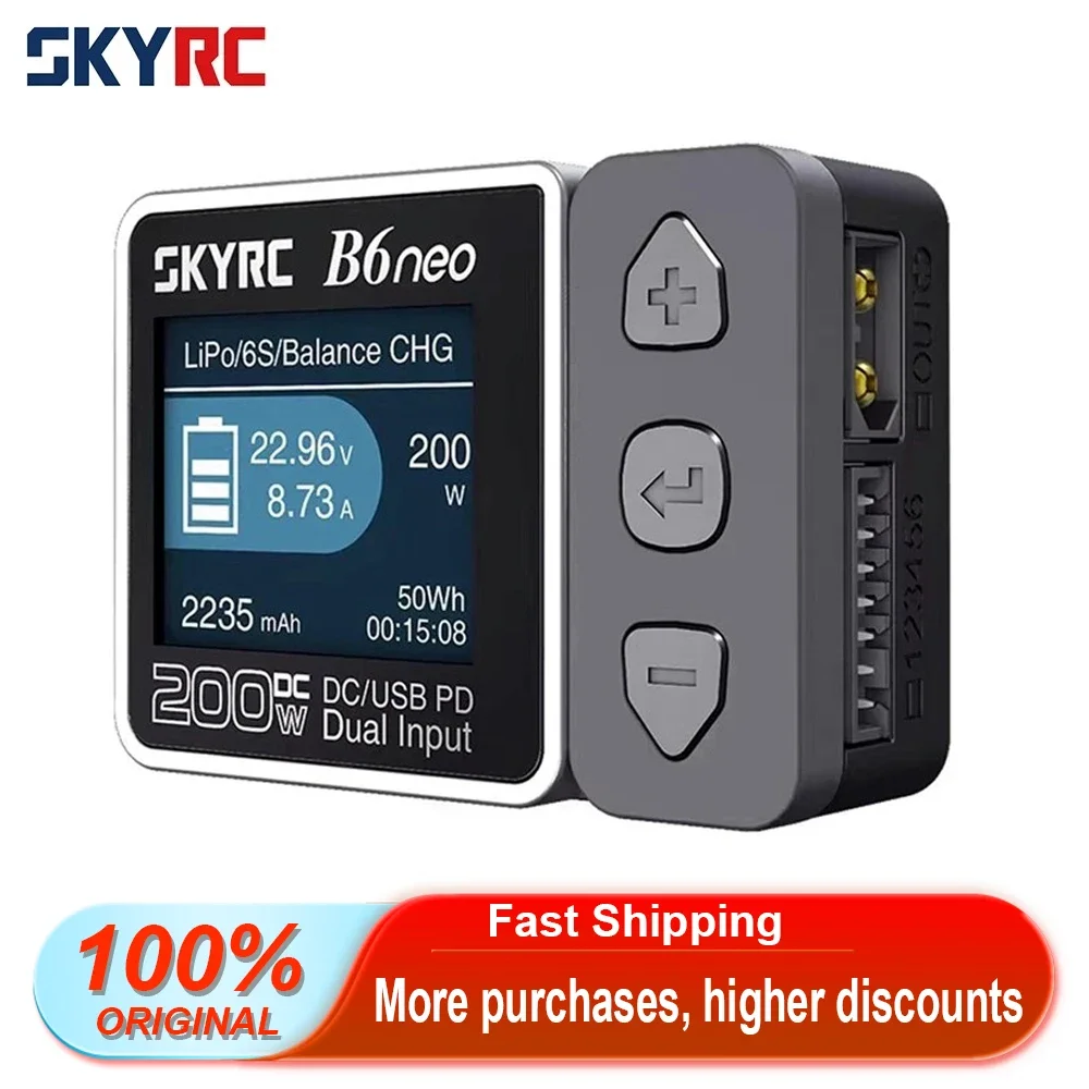 Original SkyRC B6neo SK-100198 200W DC Smart Battery Balance Charger PD 80W LiPo LiHV Charger for RC UAV