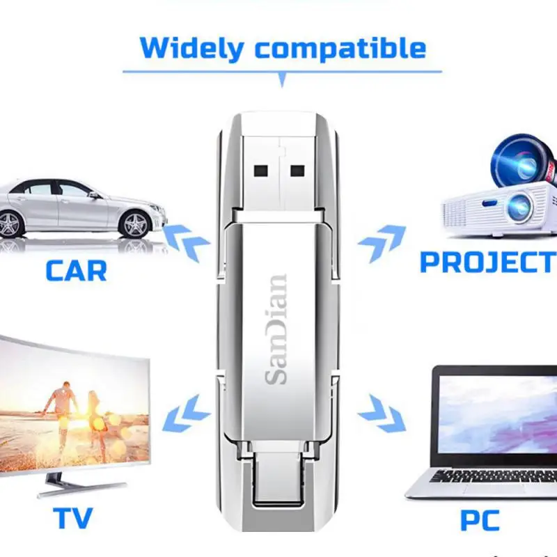 Dispositivo de Armazenamento de Memória, Unidade de Disco U, 1TB, 2TB, 512GB, 256GB, 128GB, Mini High Speed Metal Flash Drives, OTG USB 3.0