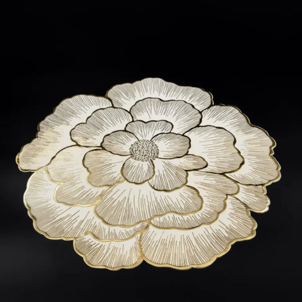 

1/6/10 шт., креативные салфетки с цветами и пионами, декоративный коврик для обеденного стола в скандинавском стиле, позолоченные домашние подставки, водонепроницаемый коврик из ПВХ