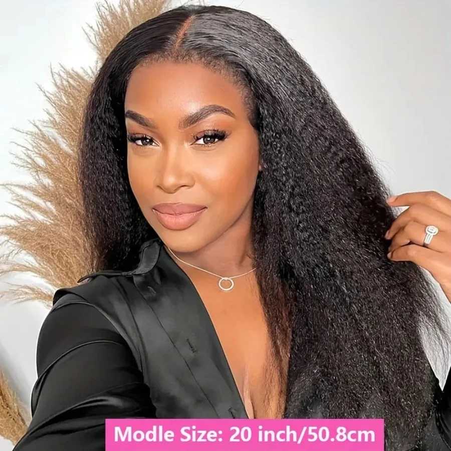 Perruque Lace Front Wig Naturelle Crépue Lisse, Cheveux Humains, 13x4, 13x6, Pre-Plucked, 30 Pouces, pour Femme Africaine