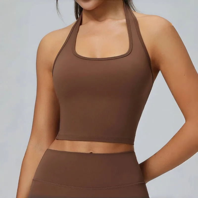 

Women's Shockproof Yoga Bra Quick Drying Sexy Belt with Chest Cushion Hanging Neck Underwear Outdoor Sports Fitness Clothing