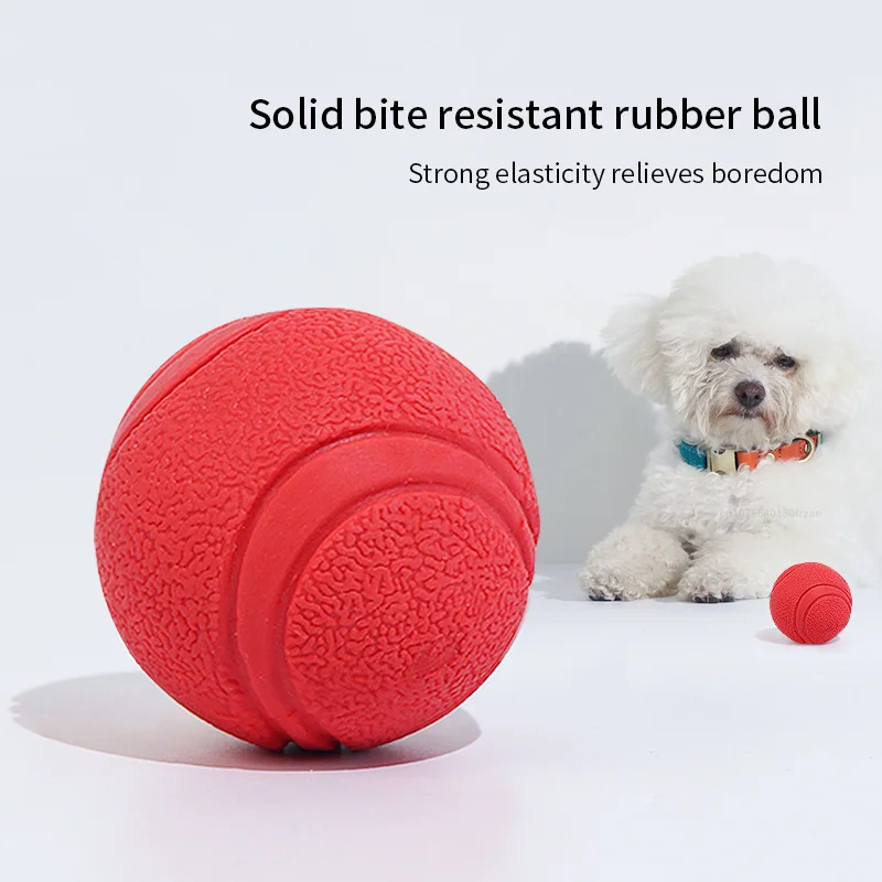 Dog Toy Rubber Ball Bite-resistant Ball Toy for Dogs Puppy Teddy Pitbull Red Color Solid Ball S-L Pet Supplies