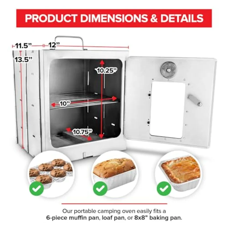 Portable Camping Oven, Folding Camping Stove for Baking Cinnamon Rolls, Breads, and Muffins, Outdoor Portable Oven for Use with