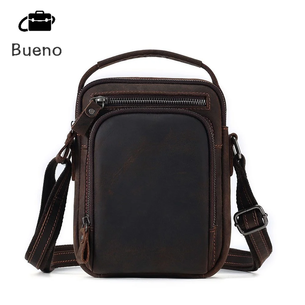 

Luxury Crazy Horse Leather Small Men Shoulder Bags Fashion Vintage Male Cowhide Messenger Work Travel Crossbody 2023 New