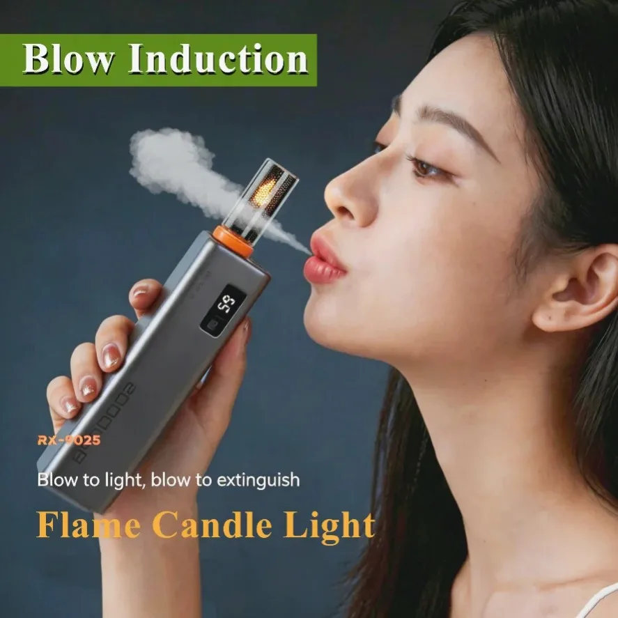 LED Flame Filament Frosted Clear Glass Night Light USB Blow Control Flashing Candle Light for Car Home Room Laptop PC Decoration