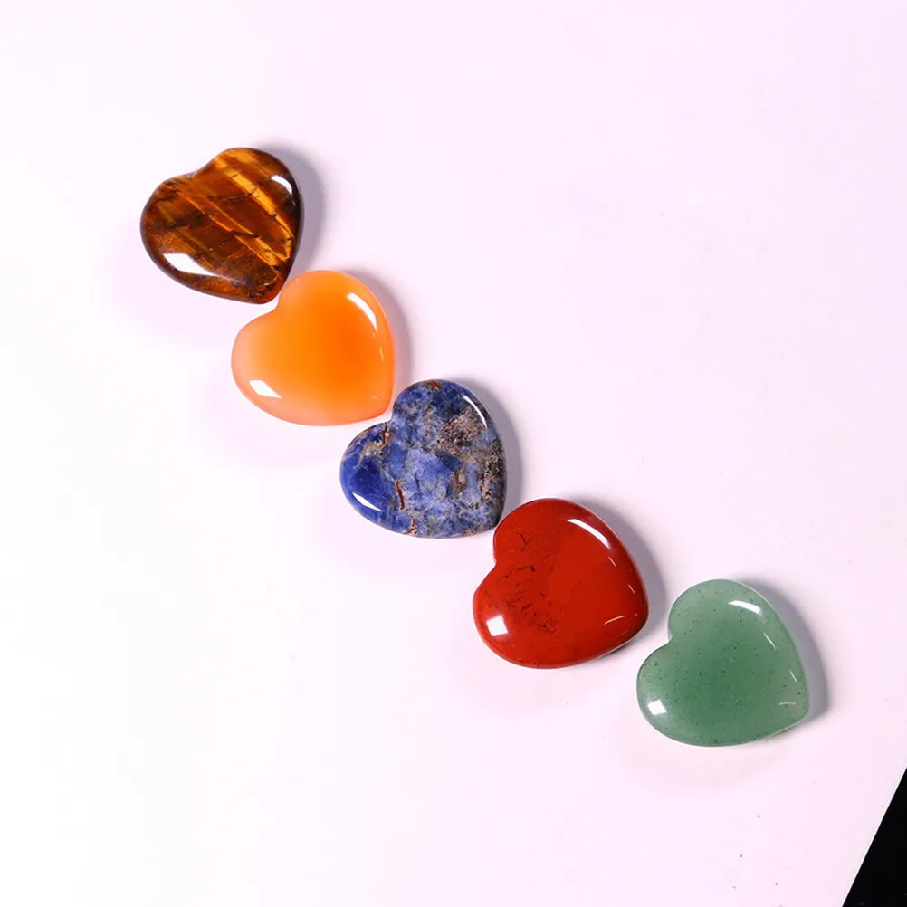 4Pcs Crystal Heart Gemstones Natural Polished Stone Set Decorative Ornaments for Home Office Table Meditation Gifts