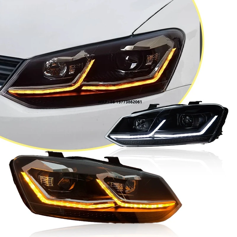 

2 Pieces for POLO 6R LED Headlight MK5 2011 2018 Upgrade VW Polo Auto Parts Head Light Lamp LED Dual Projectors