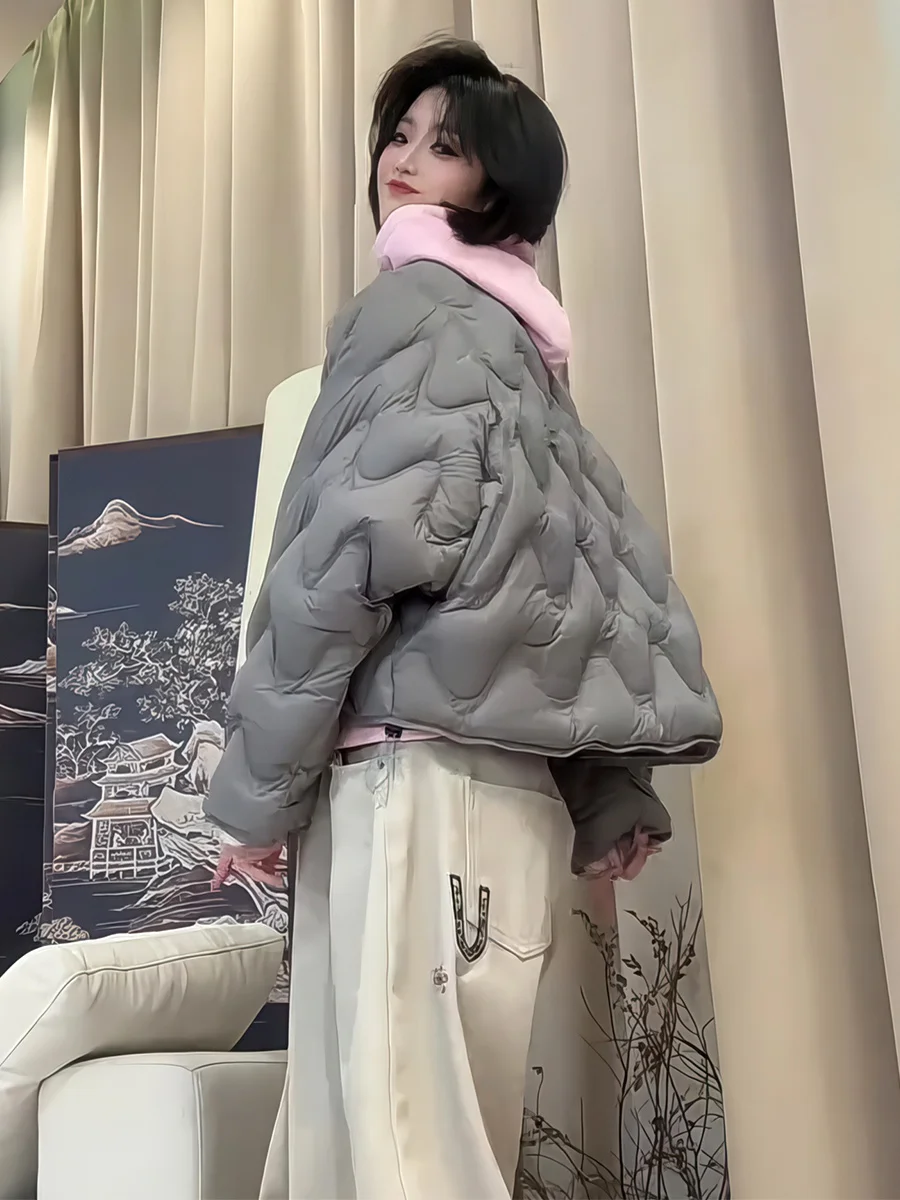 Or para mujer Puffer Jaet 90 blanco Du down Casual holgado abrigo con cremallera Faionable versátil ropa de abrigo cálida de invierno