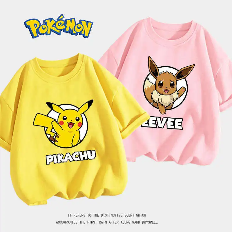 Pokémon - Japanese-style Children's Short-sleeved T-shirt Made of Pure Cotton. Summer Streetwear Best-selling Product.
