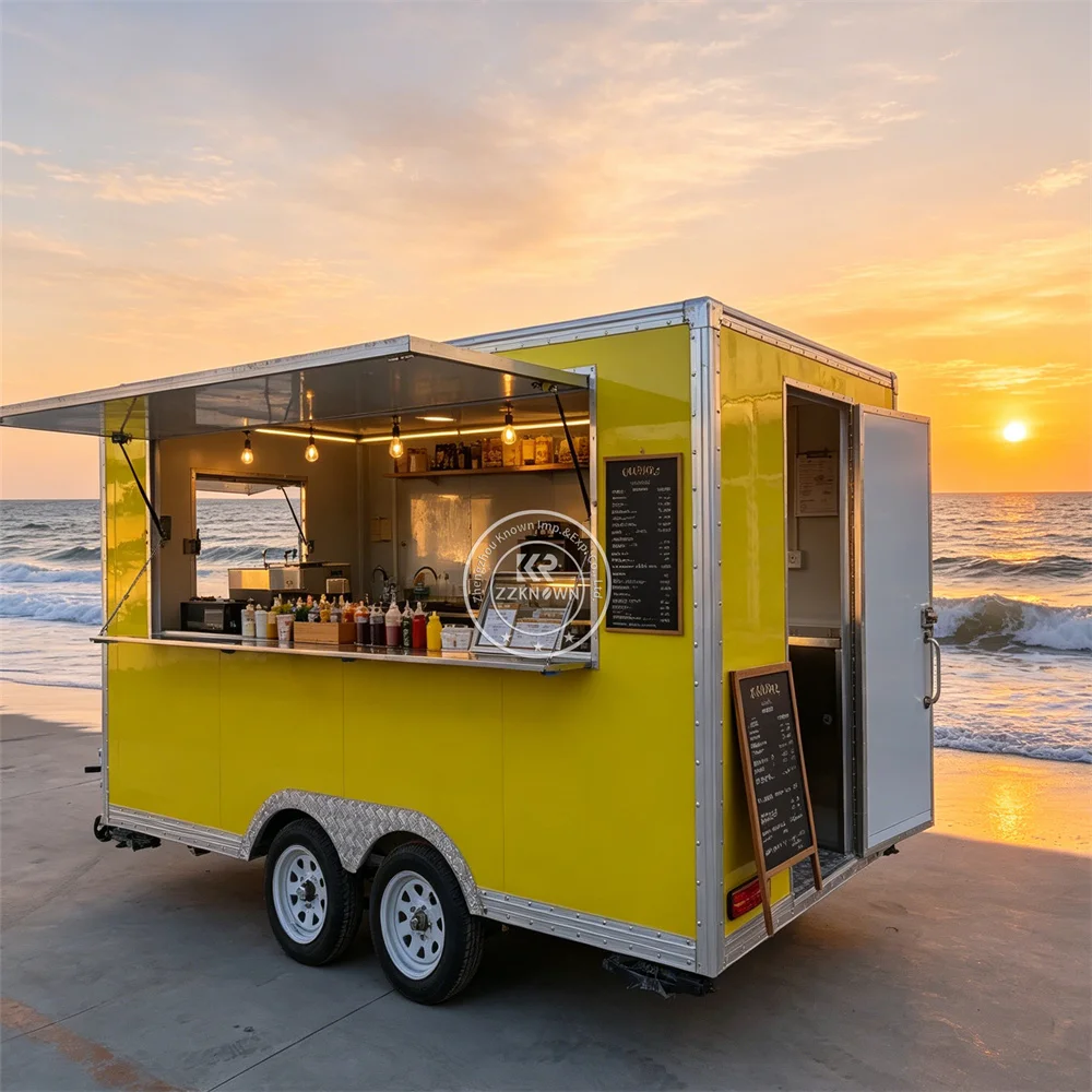 

Commercial Food Trailer Custom Ice Cream Cart Outdoor Street Pizza BBQ Fast Food Truck With Complete Kitchen