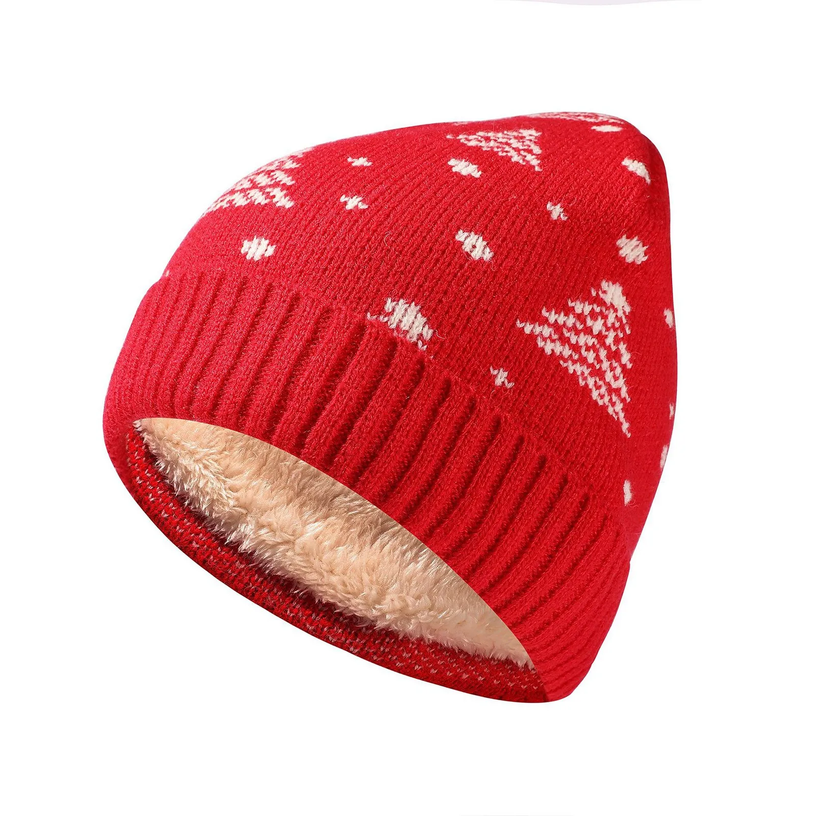 Autumn/Winter/Christmas h Thick Double Layer Warm Knitted Wool Hat