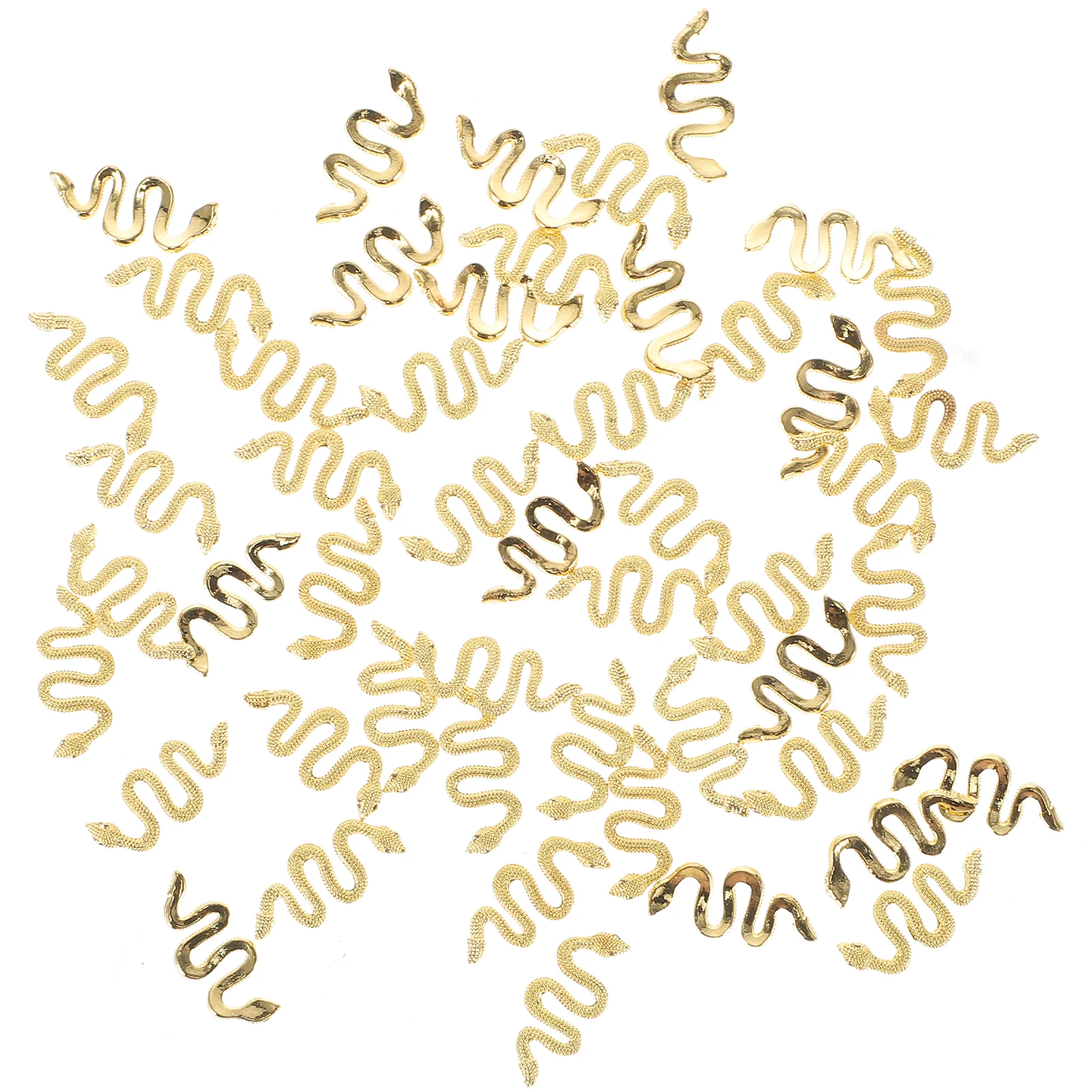 

50 Pcs Nail Charms Metal Snake Jewelry Decoration Kawaii Decorate Golden Alloy Bulk