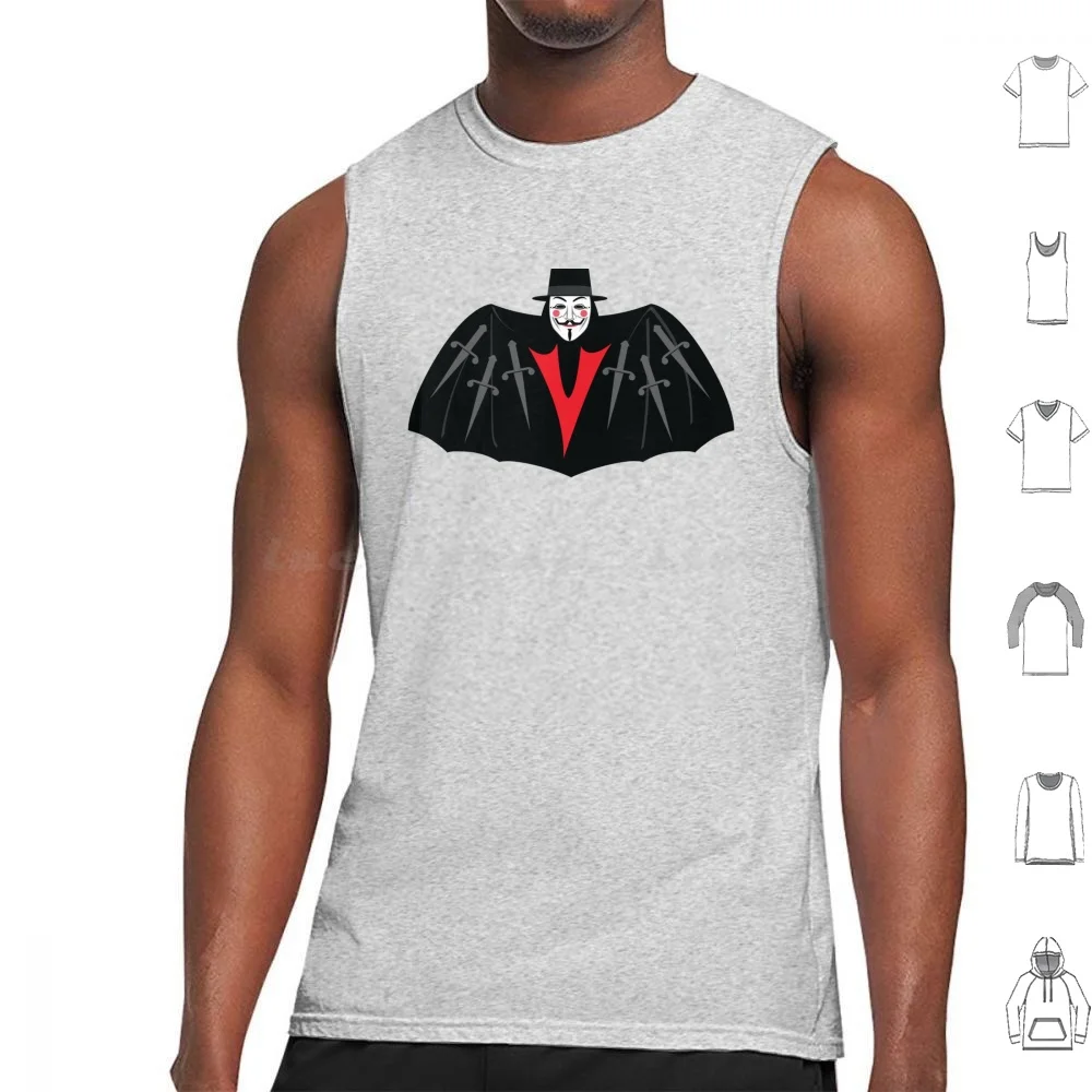 V For Vendetta Tank Tops Vest Sleeveless Guy Fawkes Anonymous Anarchy