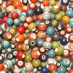 30pcs Glaze Ceramic Beads Round Large Hole Beads for Jewelry Making DIY Supplies Bracelet Necklace Earrings Accessories 6/8/10mm