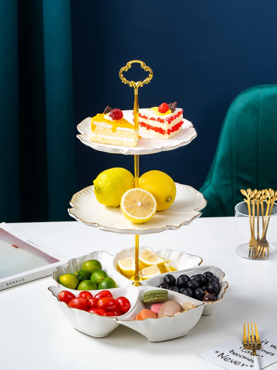 Multi-layer snack fruit plate creative afternoon tea dessert table display rack three layers