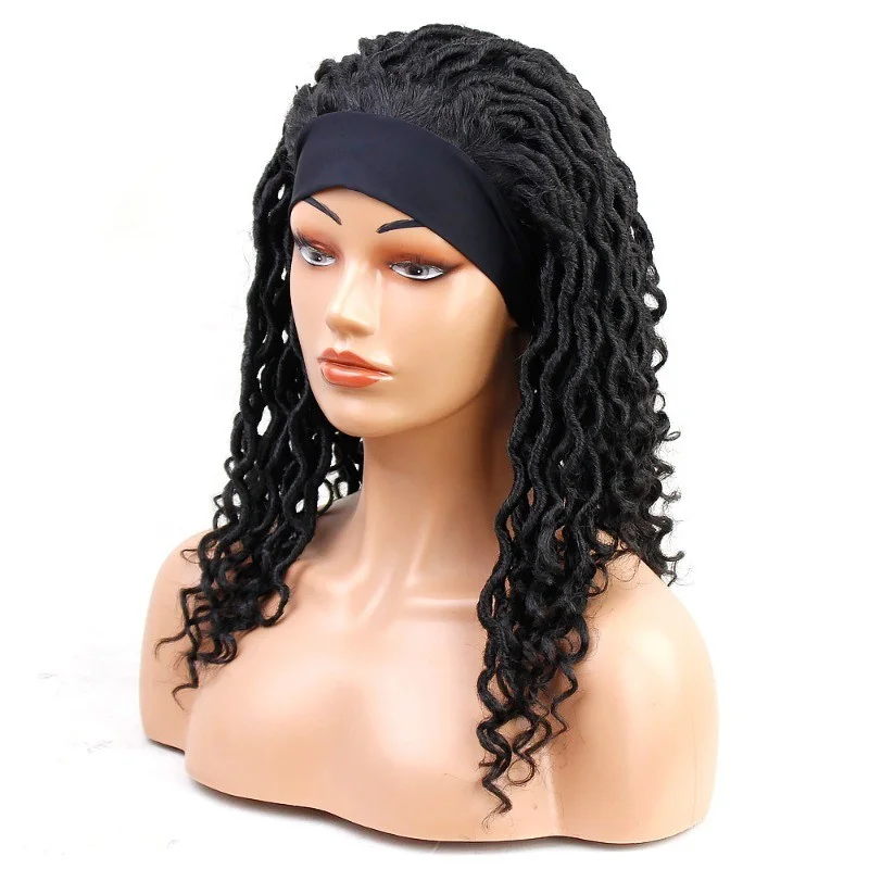 Women's Spiral Curly Fluffy 3/4 Half Full Wig Headband Black Hair Wigs