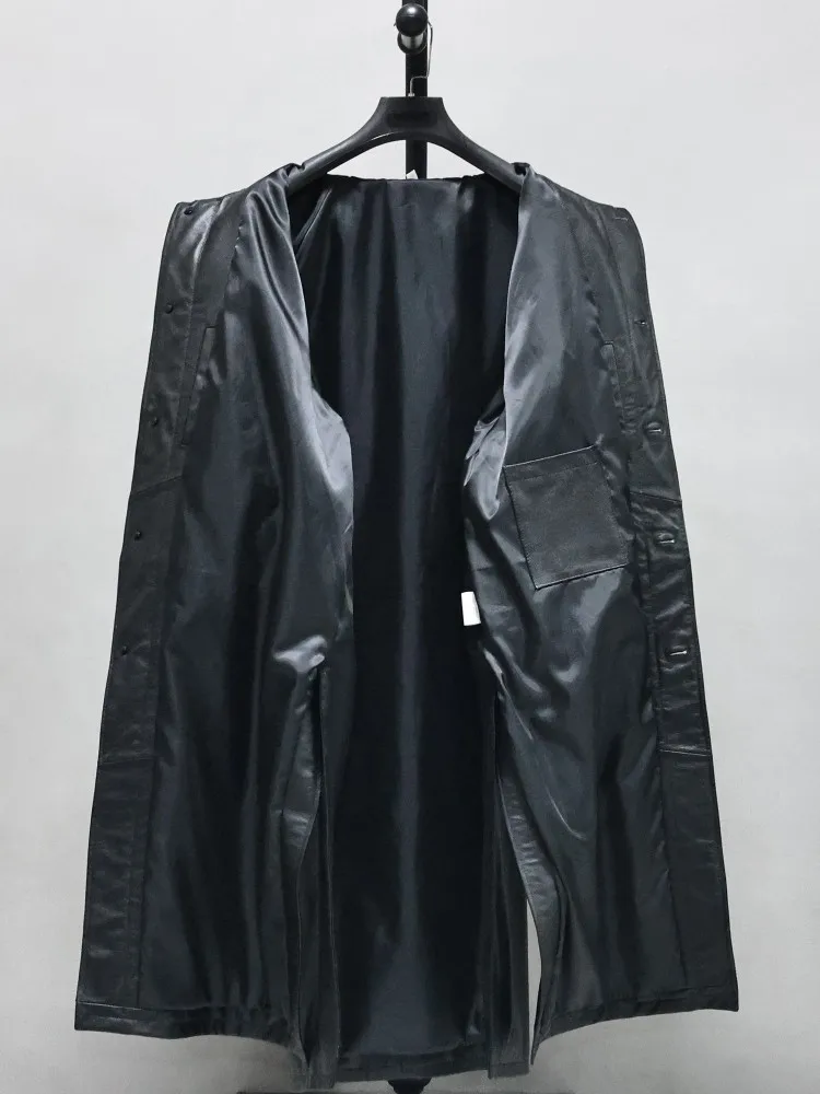 겨울 여성용 따뜻한 패딩 트렌치코트 소가죽 진짜 가죽 롱 재킷 루즈핏 보이프렌드 스타일 윈드브레이커 오버사이즈 코트