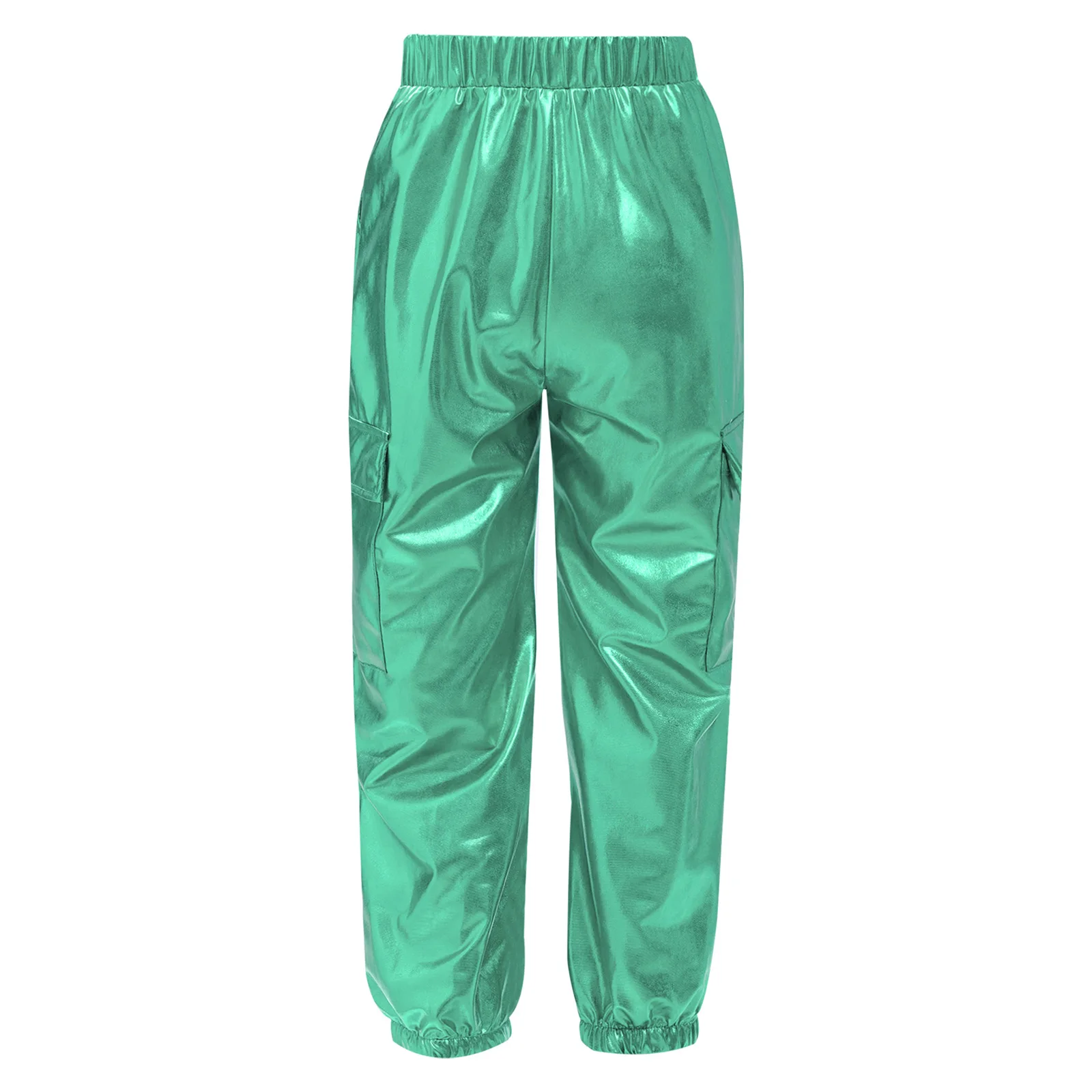 Boys Girls Hip Hop Jazz Street Dance Pants Fashion Metallic Shiny Elastic Waistband Trouser Skateboarding Performance Costume