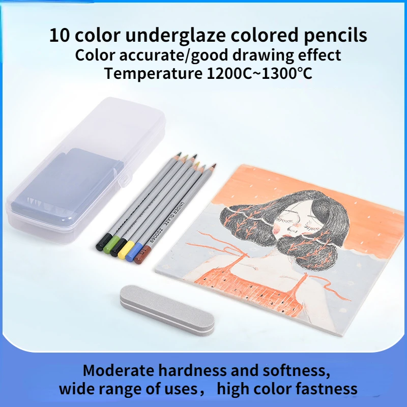 10-color Underglaze Pencil Pottery DIY Painting Hand-painted Underglaze Color Pencil Glaze Color Pencil Powder Pen