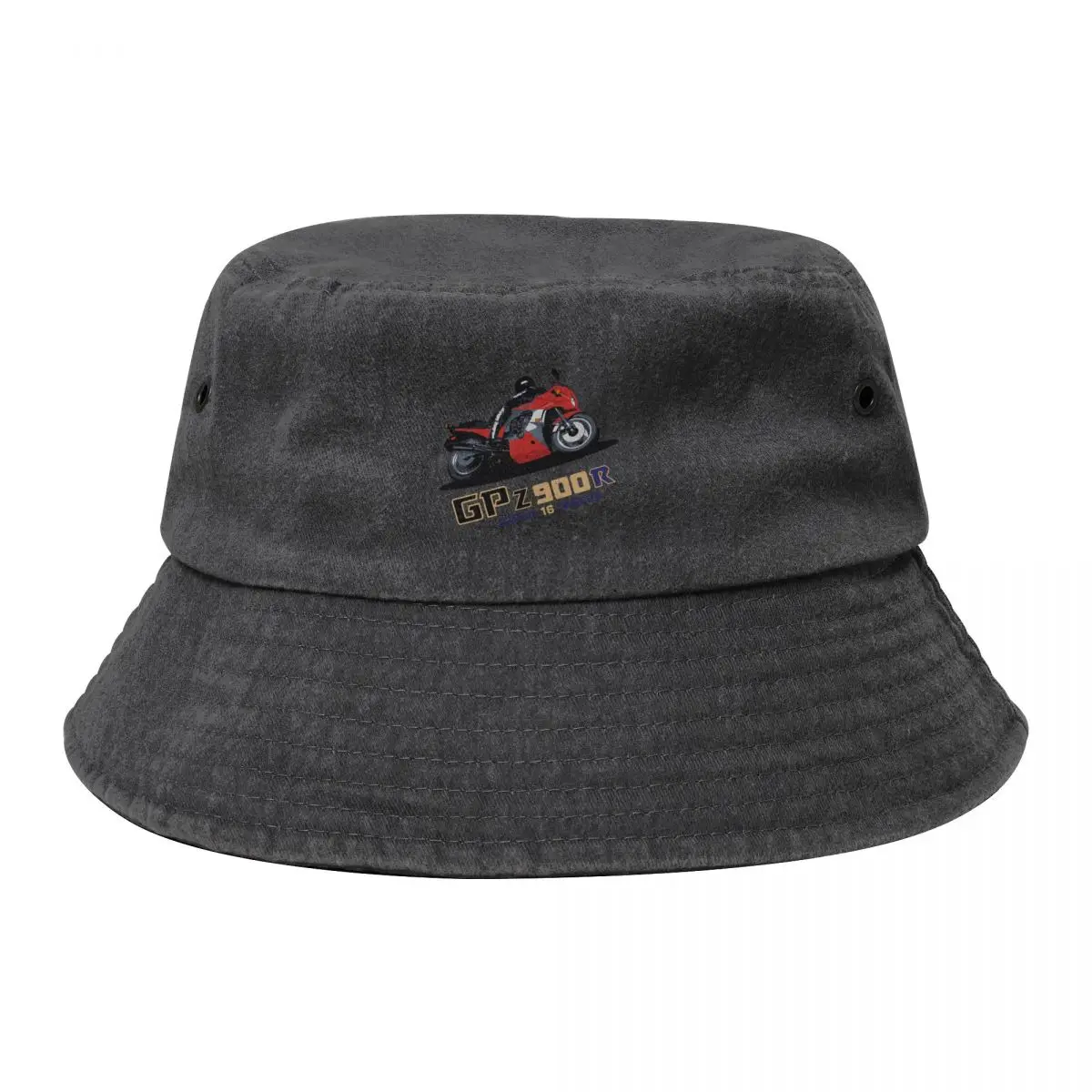 

Custom motorcycle illustration GPz900R Red Gray Bucket Hat birthday luxury caps Rave Luxury Woman Men's