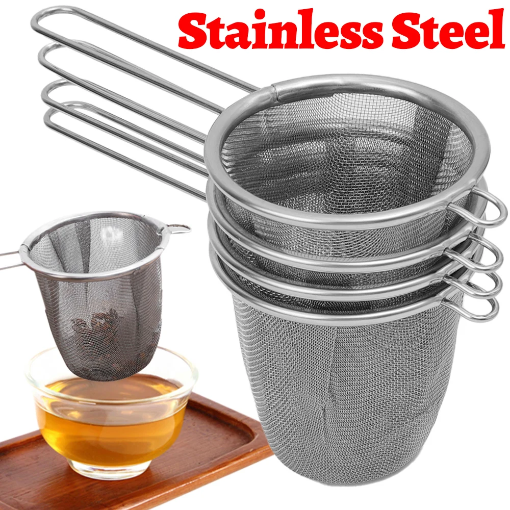 Infusor de té de acero inoxidable, filtro reutilizable para fugas de té, colador de tetera, difusor de especias y hierbas de café con forma de oreja única con mango
