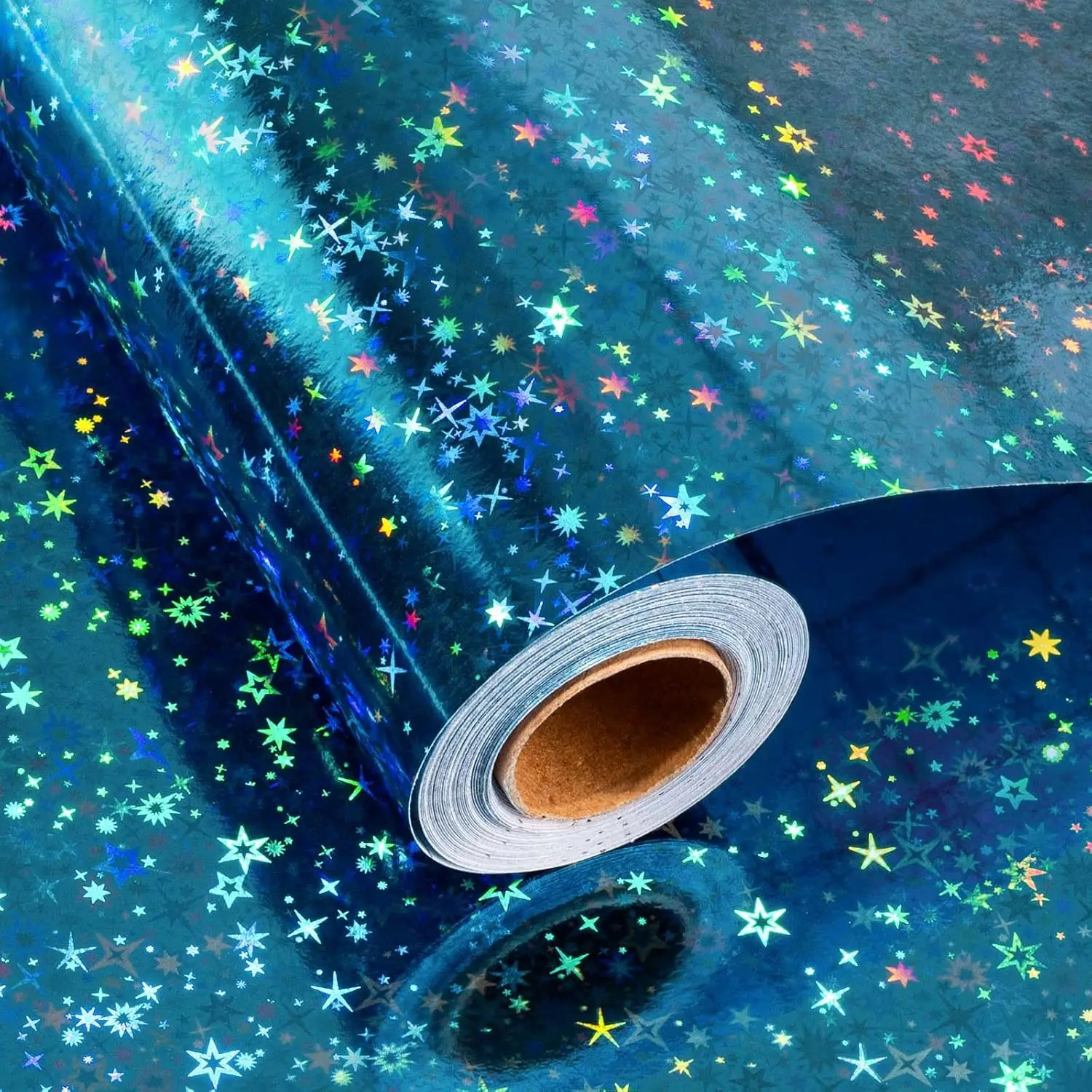 

Blue Holographic Wrapping Paper Roll, Blue Space Gift Wrap with Shining Galaxy Design for Birthday, Baby Shower, Christmas