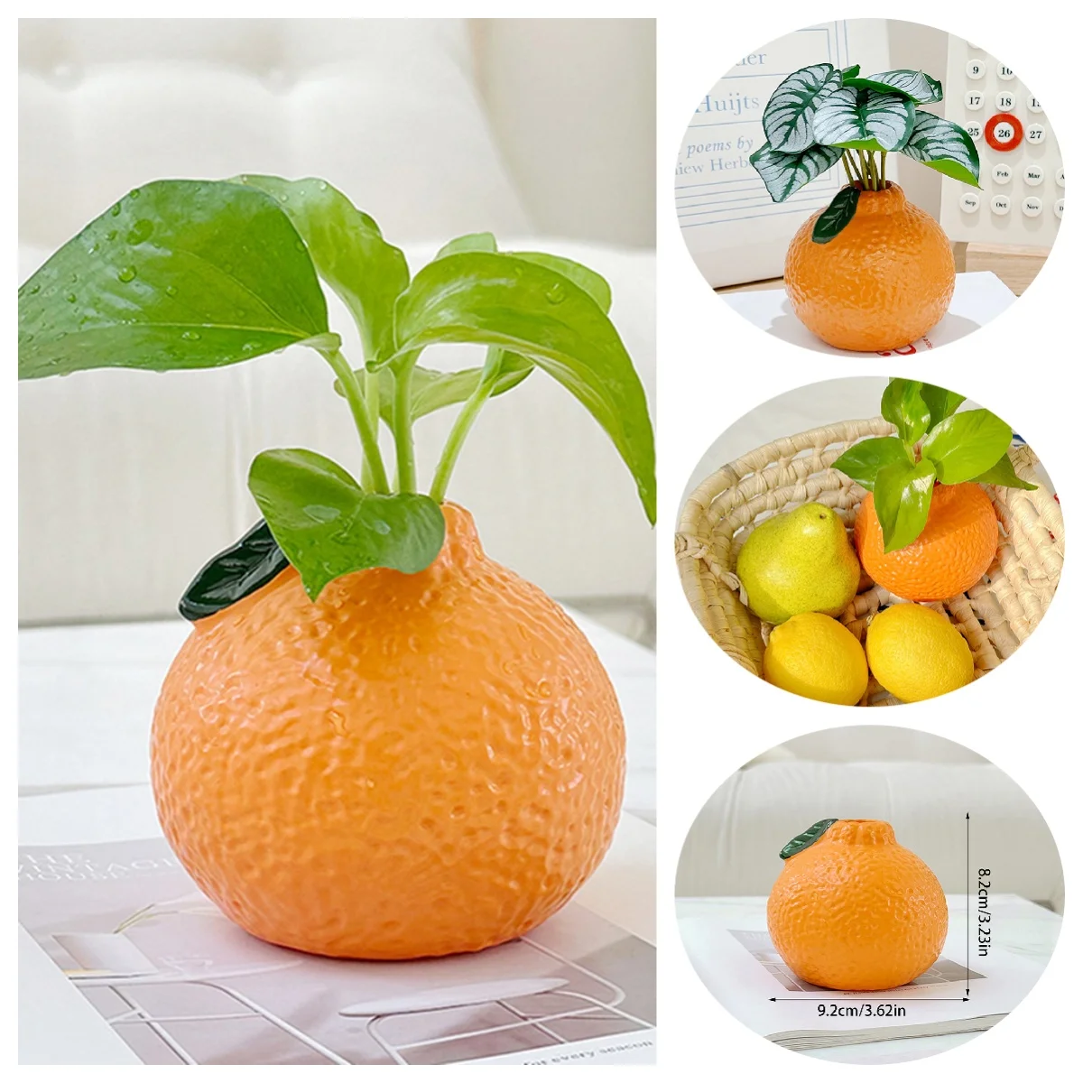 1 Stück orange geformte Vase Obst Emaille Vase Desktop Kunst Vase Desktop Dekoration Blumenstrauß Herzstück