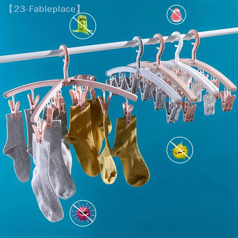 

12 Clips Sock Drying Rack Windproof Underwear Clip Dormitory Folding Hanger 8 Clips Strawberry Heart Shaped Plastic Clothespins