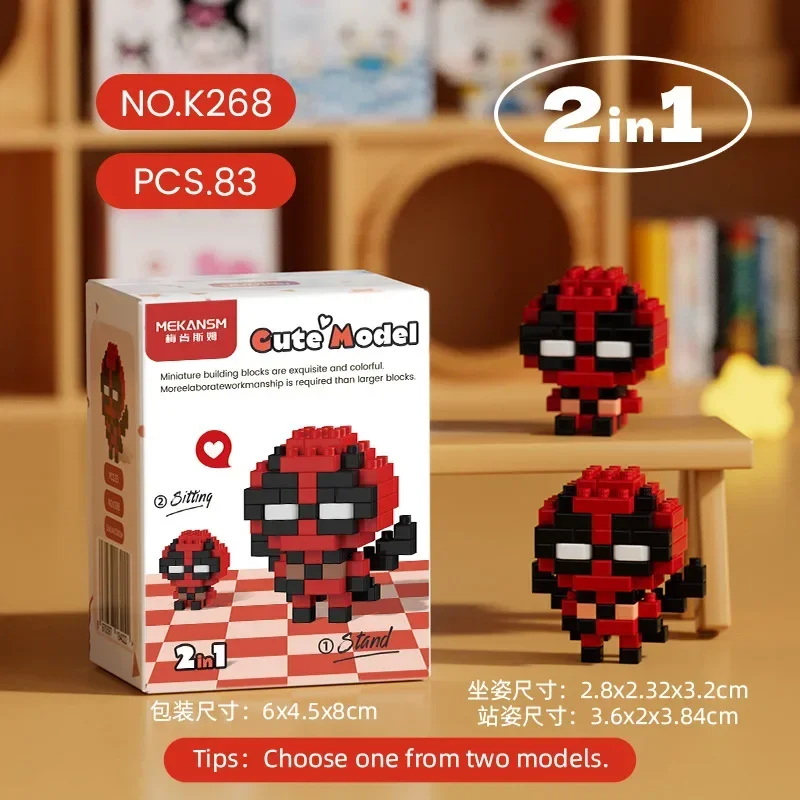 Marvel Spiderman Deadpool Ei Bouwstenen Cartoon Q Edition Poppen Gemonteerd Kinderspeelgoed Tafelornamenten verjaardagscadeautjes