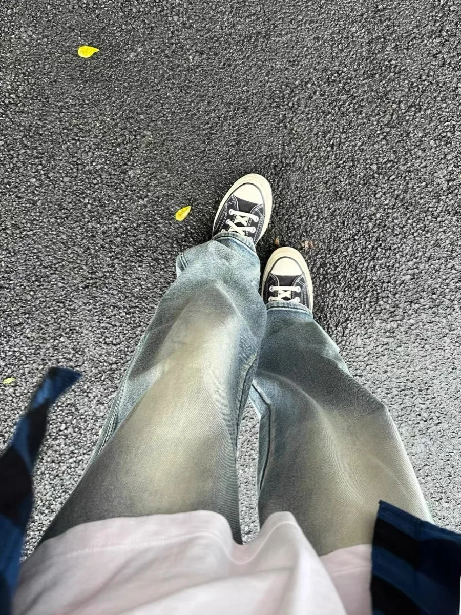 

Ретро американские синие джинсы Cleanfit, мужские повседневные свободные прямые брюки, женские модные брендовые джинсы свободного покроя