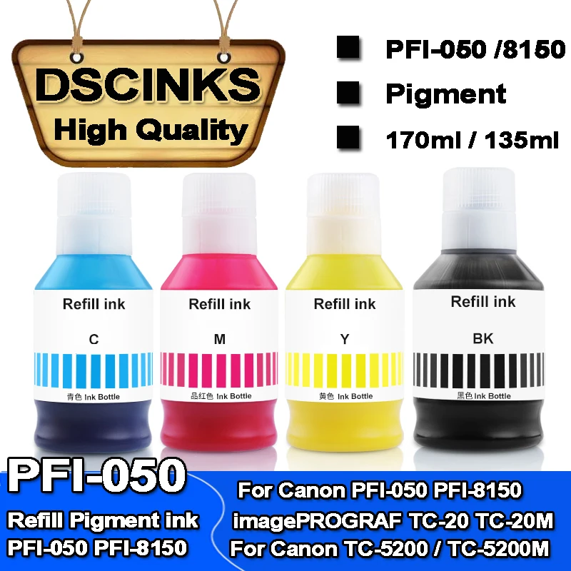 Imagem -02 - Recarga de Tinta Pigmentada para Canon Pfi050 8150 Imageprograf Tc20 Tc-20m Tc5200 Tc-5200m Pfi8150 Tinta Pigmentada