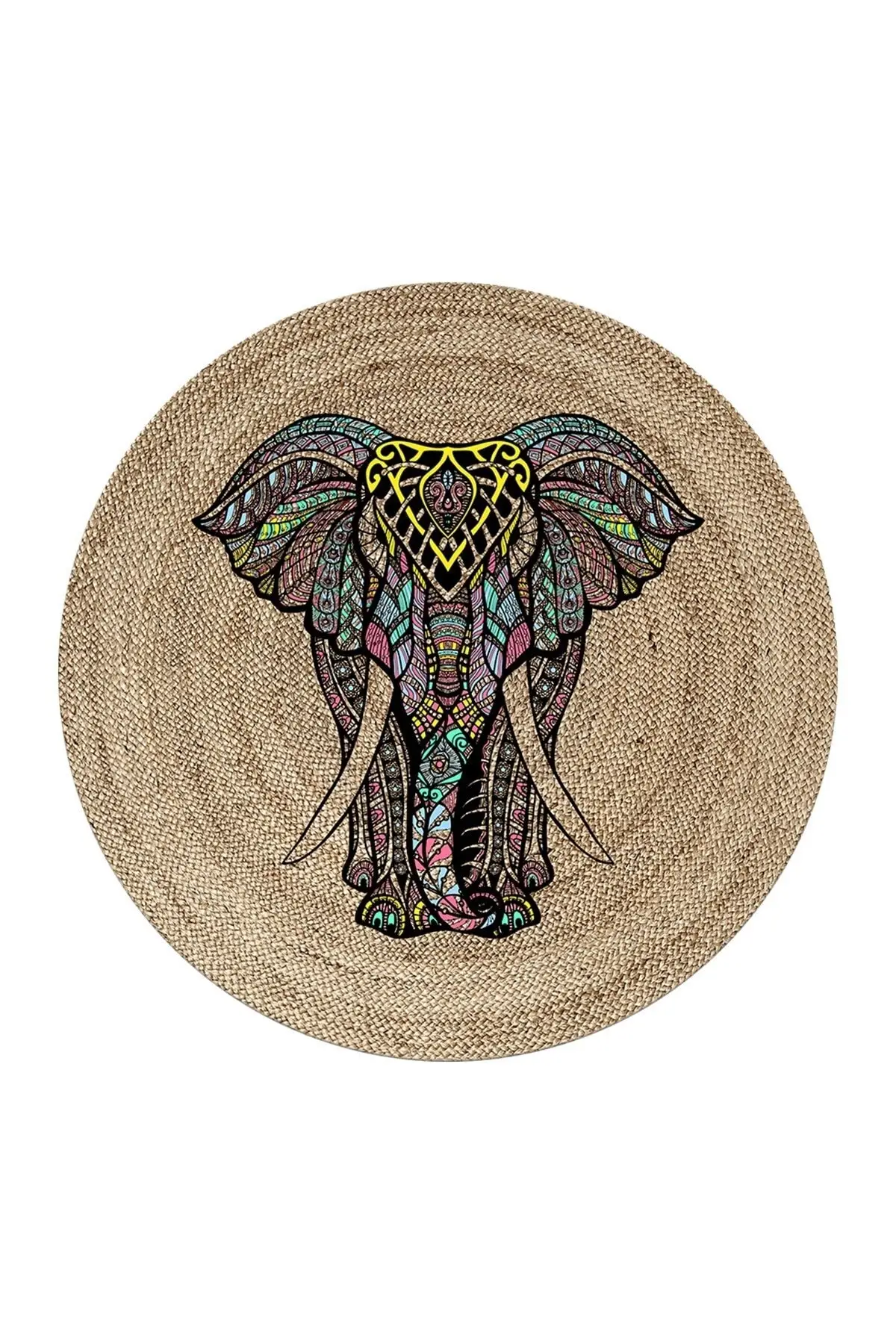 

DOLBOVI elephant pattern digital printing washable non-slip floor stain resistant round hall carpet