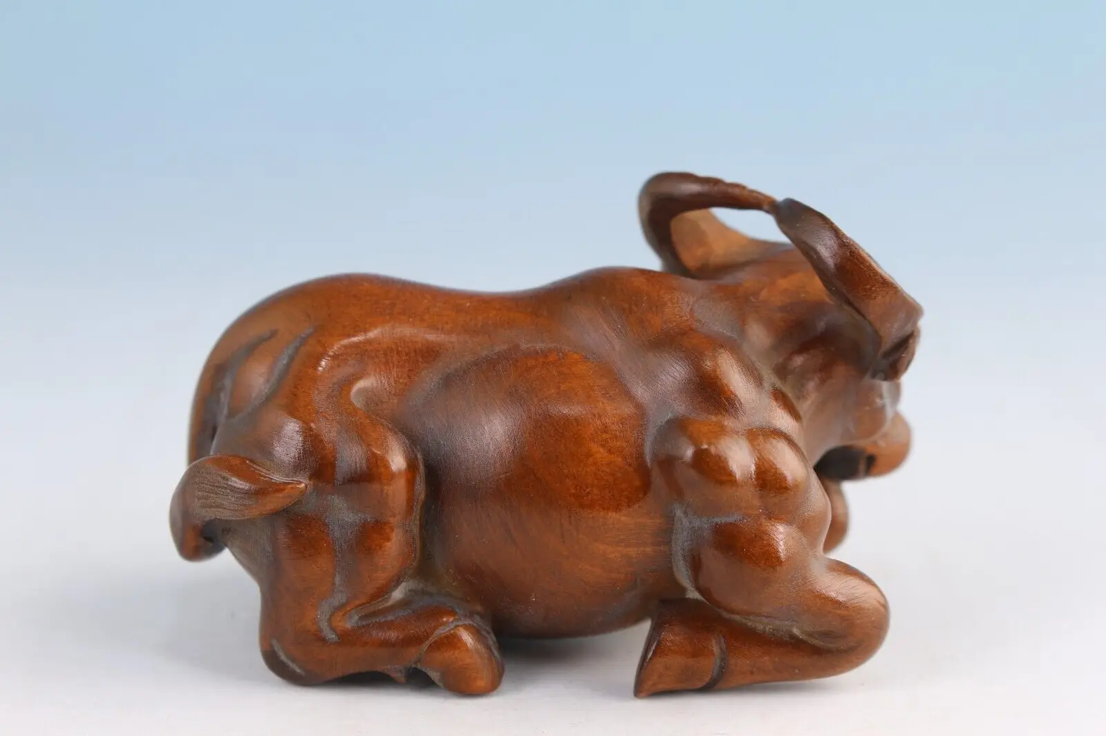 Imagem -06 - Estátua de Vaca de Boi Esculpida Mão Figura Netsuke Buxo Raro Chinês Peça de Mão Presente