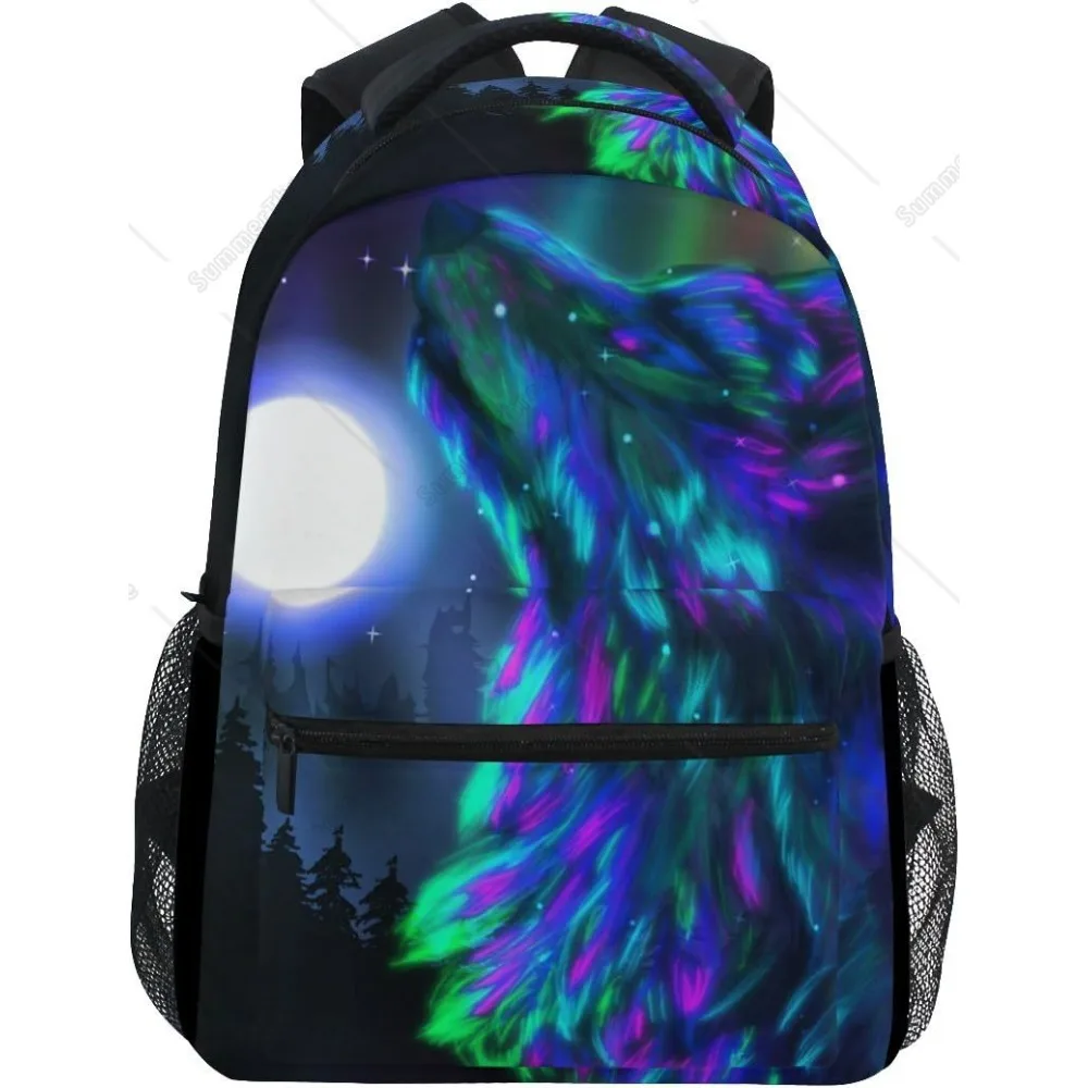 

Animal Wolf Abstract Boys Girls School Computer Backpacks Book Bag Travel Hiking Camping Daypack