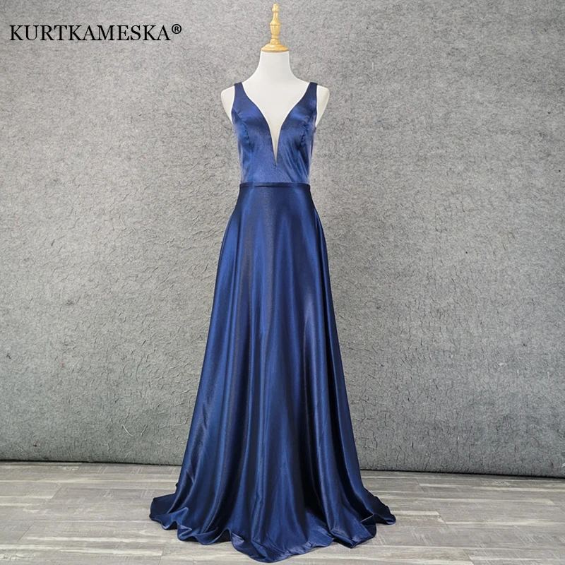 

Sexy Deep V Neck Long Evening Prom Dresses for Women 2023 Summer Elegant Backless Host Cocktai Party Dress Formal vestidos