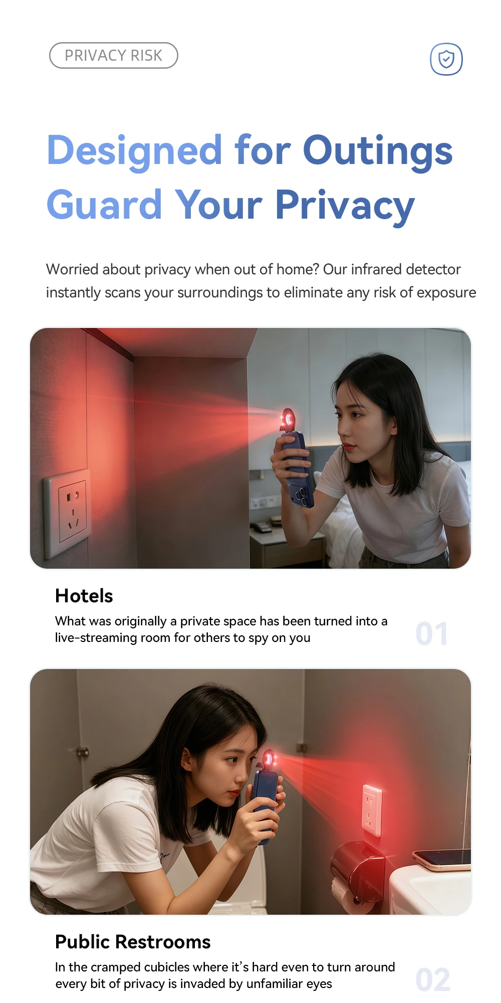 Essager Infrared Camera Detector Anti Peeping Lens Finder Spy Gear For Travel Hotel Security Protection Hidden Camera Detection