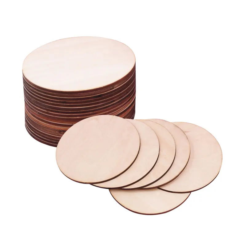 100pcs/set 4-7cm Natural Blank Wood Pieces Slice Round Unfinished Wooden Discs DIY Crafts for Painting Wedding Party Decoration