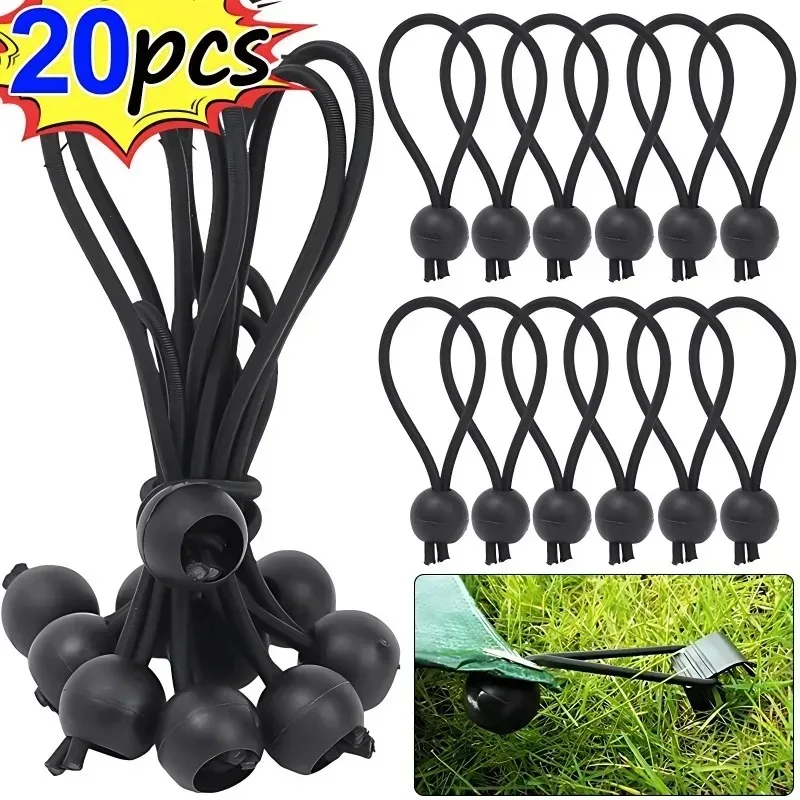 5/10/20pcs Bungee Ball Tarps Canvas Tarpaulin Flagpole Ties Cord Ends Elastic Rope Lace Fixed Boat Pole Camping Tent Accessories