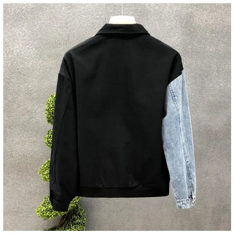 Men's clothing spring and autumn high quality Denim stitching coat fashion jacket handsome casual top Y2K clothes