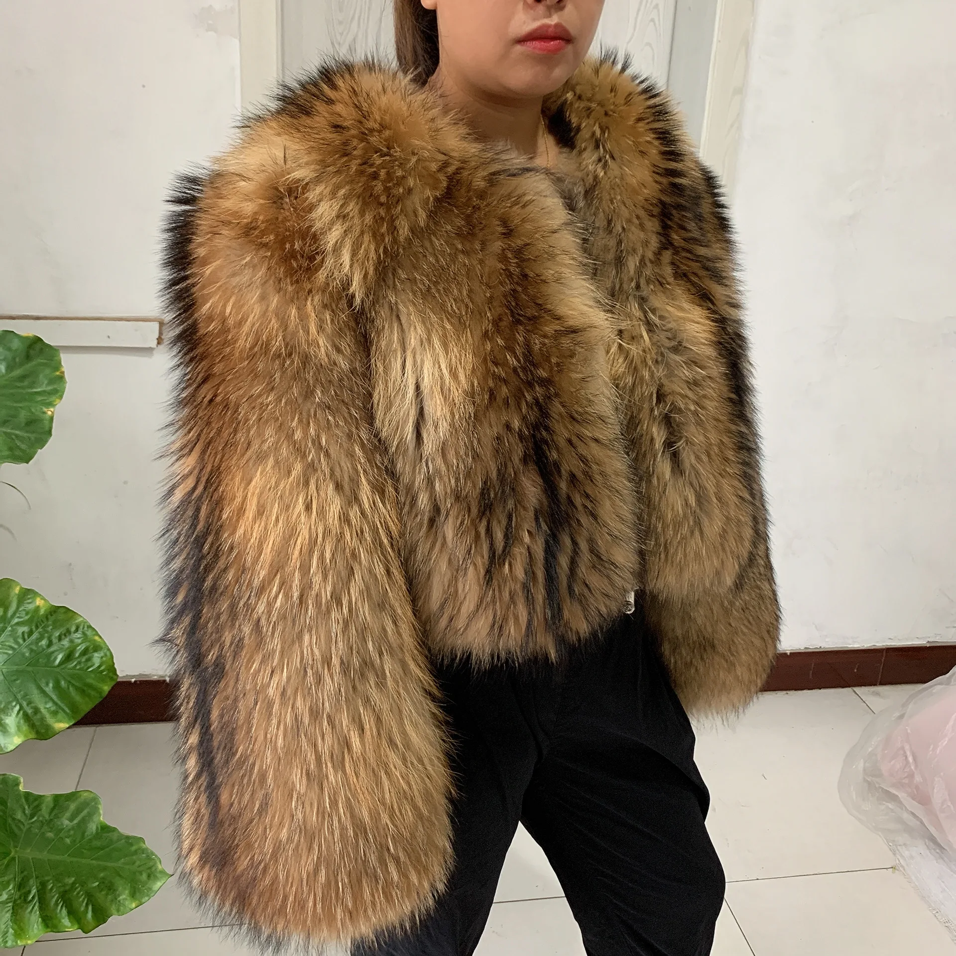 Women\'s fur coat Natural raccoon fur coat made from whole fur real fox fur coat High quality luxury fur coat keep warm in winter