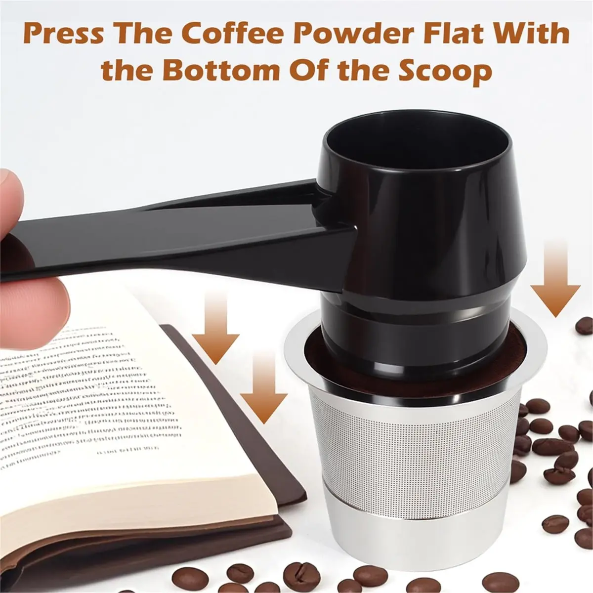 (A64E) Coffee Scoop for Reusable K Cup Refillable Coffee Pods, 2 Tablespoon Capacity, Scoop for Ground Coffee, Protein Powder