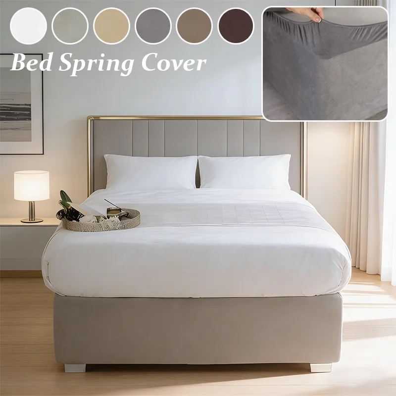 

Premium Faux Suede 3 Sides Bed Skirt Anti-Cat Scratch Bed Base Wrap Around Valance Sheet Old Bed Renovation Dustproof Protector