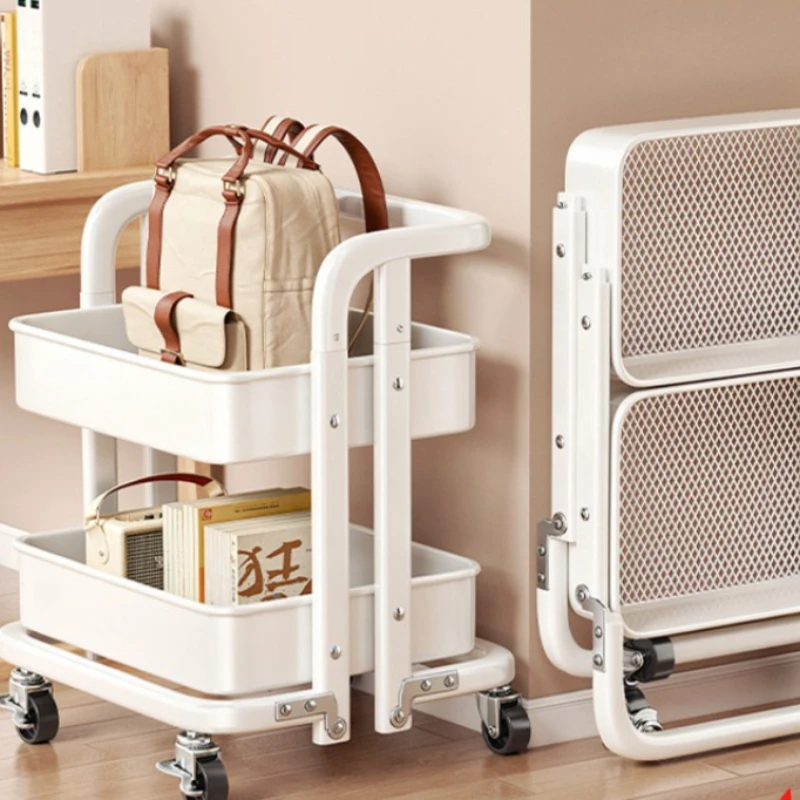 Mobile Wheeled Floor Book Storage Trolley Under Desk, Side Table Organizer Cart for Schoolbags  Books, Multifunctional Household