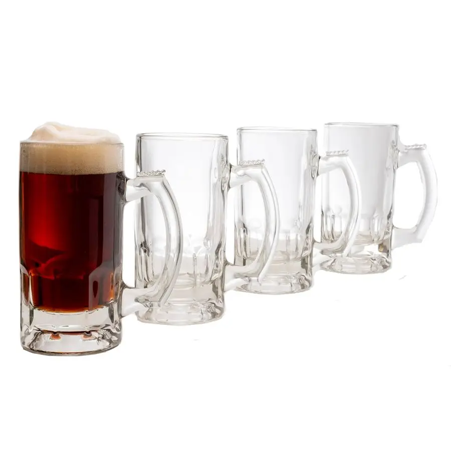 

Craft Brews Glass Beer Mug Set, Large Beer Glasses Set Of 4 to Serve Ales and Lagers, Timeless Glass Beer Mugs for Freezer