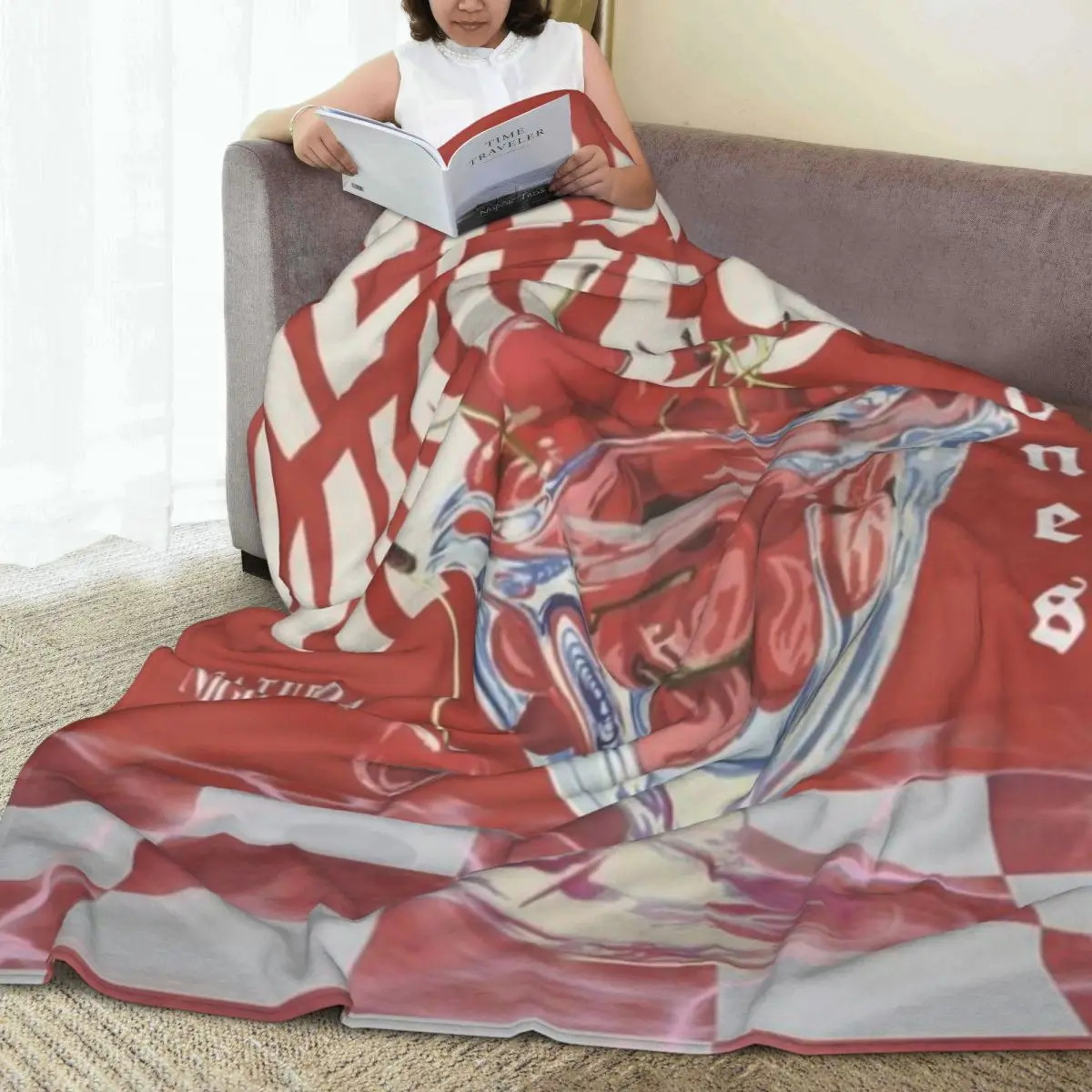 Throw Blanket Deftones Cherry Waves Micro Fleece Blanket Four Sizes Trendy Portable For Bedroom AntiPilling Blanket