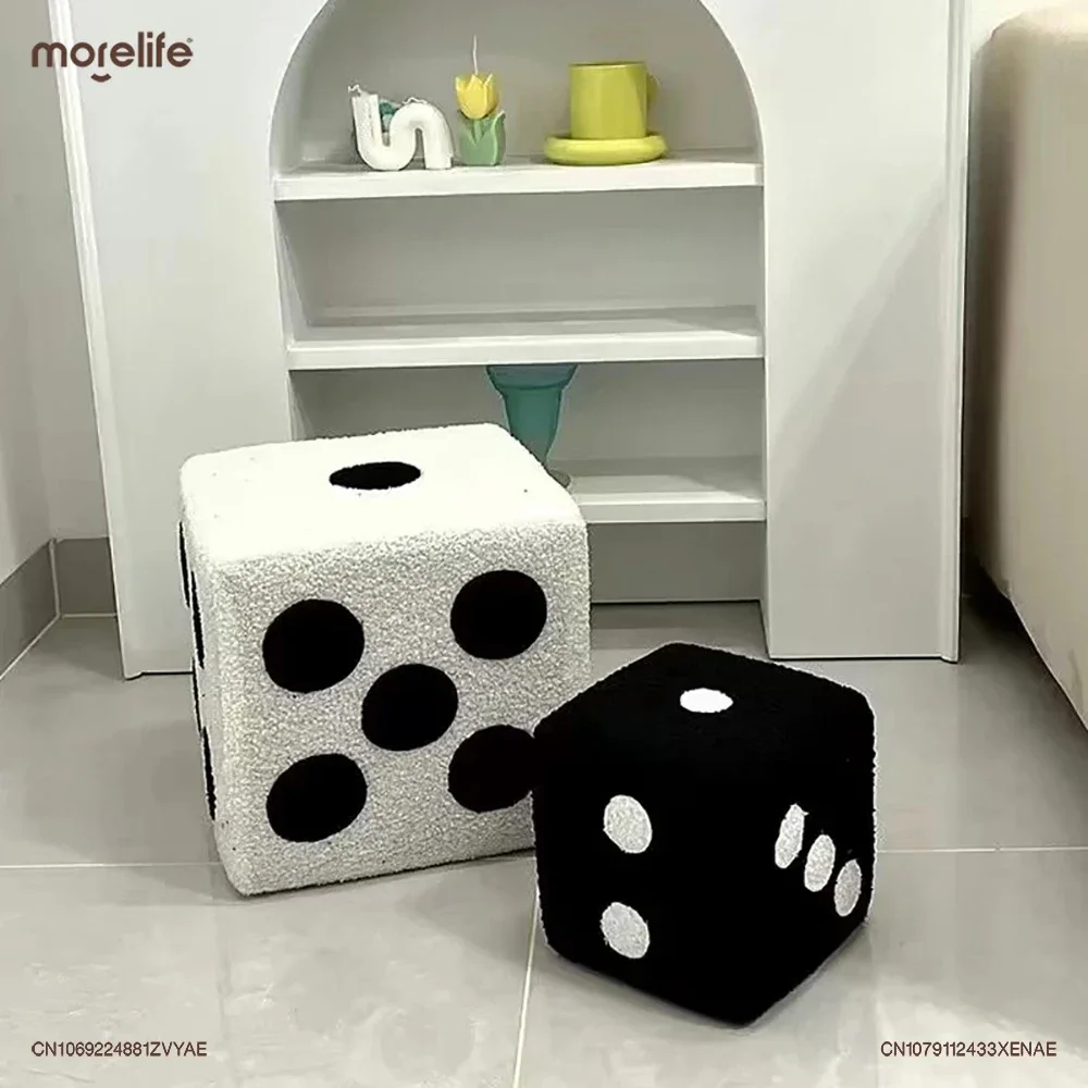 Cube Shoe Changing Stool Ottoman Creative Living Room Lamb Fur Fun Bedroom Decoration Dice Stool Foot Pedals Home Furniture